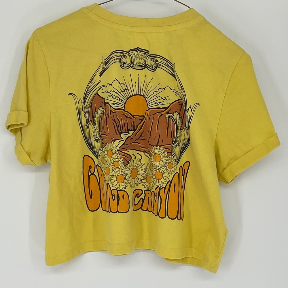 Recycled Threads Grand Canyon Graphic Crop Tee Yellow Daisy Boho Sz S - Picture 5 of 5